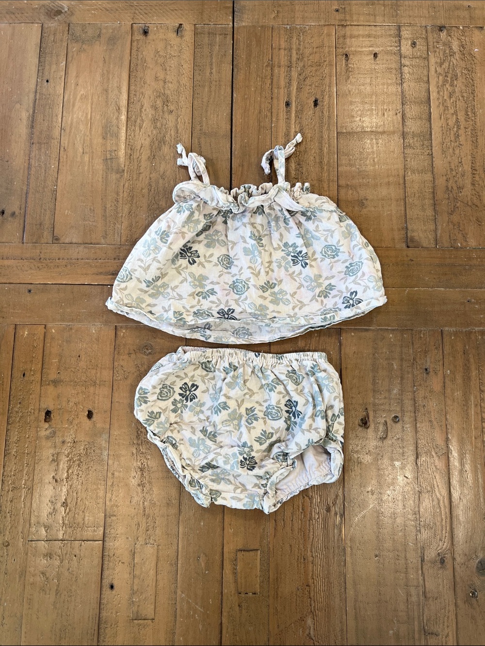 Rylee + cru linen blend floral tank top and bloomers set 3-6 months play